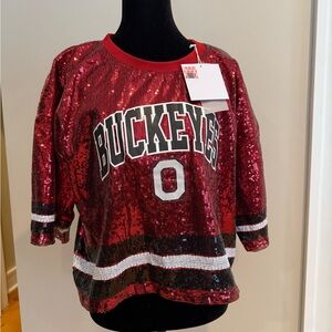 Buckeyes Red Sequin Women's Jersey Top Size XL